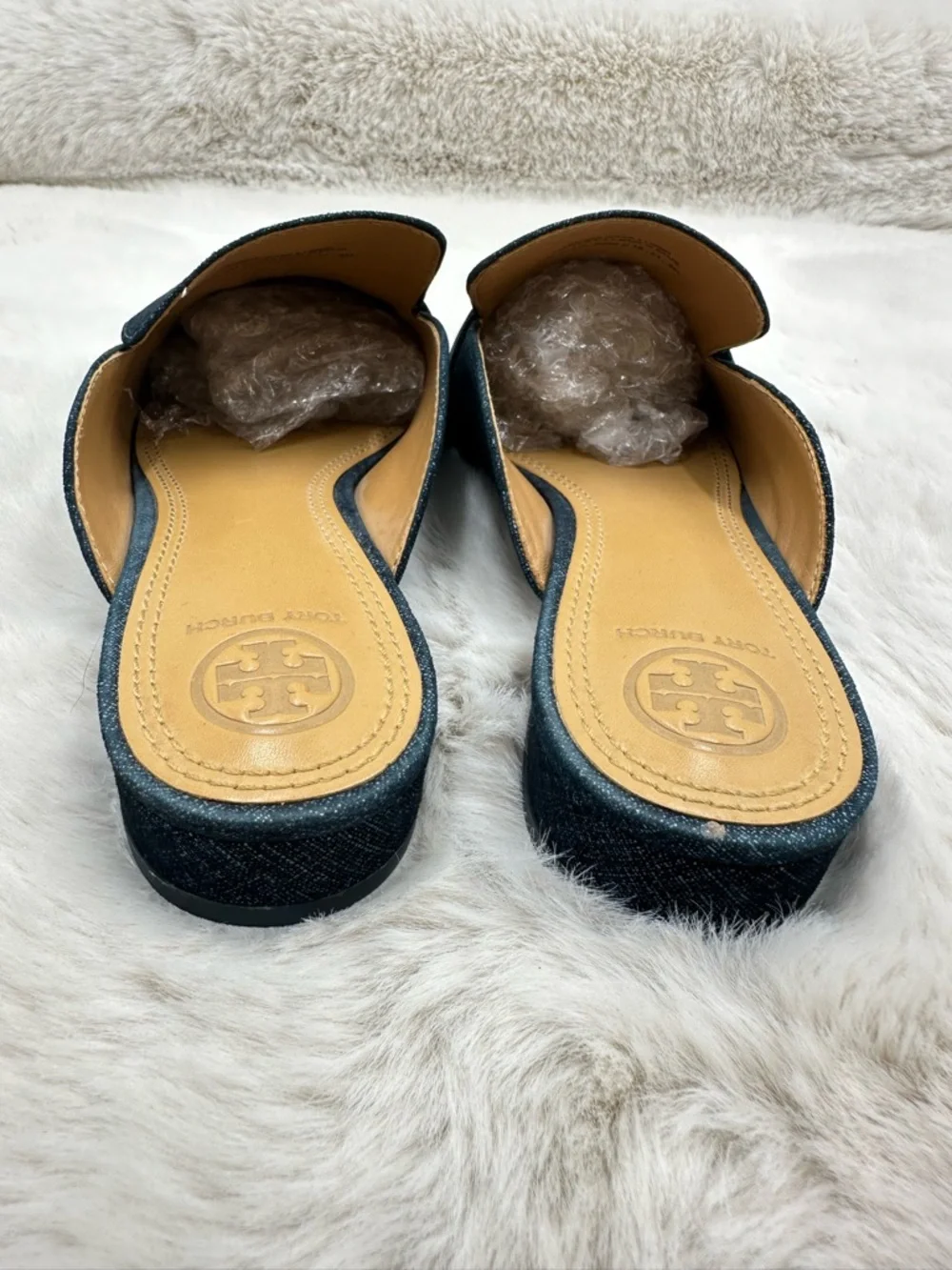 Tory Burch Denim Rosalind Pointed Toe Mules Slides‎ Flats Size 8